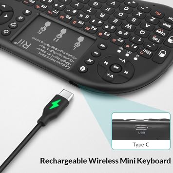 Rii i8+ 2.4 GHz Wireless Keyboard with Touchpad Mouse - Black