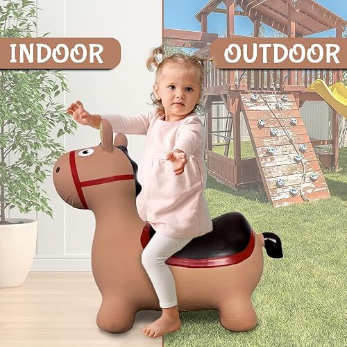 Miniatura 6 de Juguete inflable con bomba para niños pequeños Brown Donkey Bounce & Ride-on