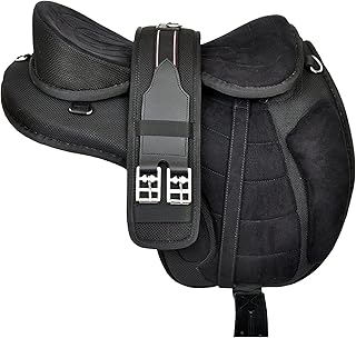 All Purpose Synthetic Treeless FREEMAX English Horse Saddle with Girth Color Black (15" Seat)