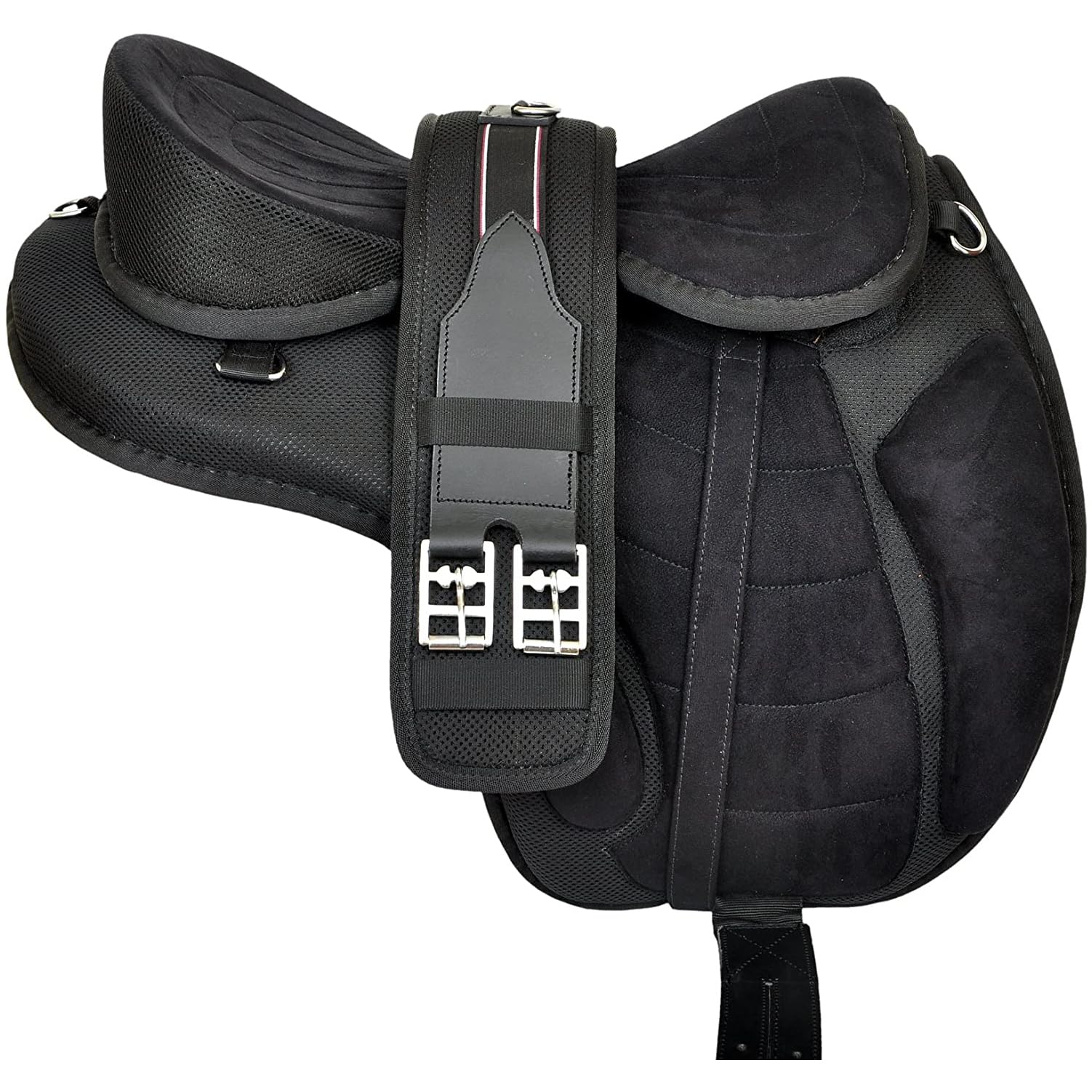 Mahira Enterprises Synthetic Treeless Freemax Horse Saddle Size 15" to 18 Inch Seat Get A Matching Girth Premium Quality Moulded Seat Black (16.5" Seat)