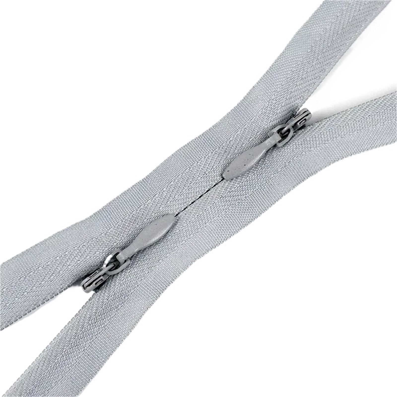 Two Way Separating Zipper, Two-Way Separating Zipper No.3 Invisible Nylon Double Slider 60/120cm Multicolor 5/10pcs(Grey,120cm-10Pcs)