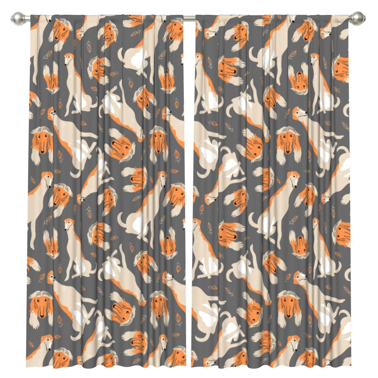 InOmak Cute Afghan Hound, 2 Panels Window Curtains 52 x 84 Inch Blackout Curtains for Living Room Bedroom
