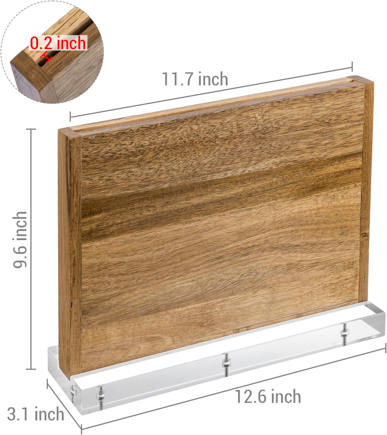 MyGift Modern Knife Holder Block, Premium Acacia Wood Tabletop Chef Knife Block Rack Stand with Thick Clear Acrylic Base
