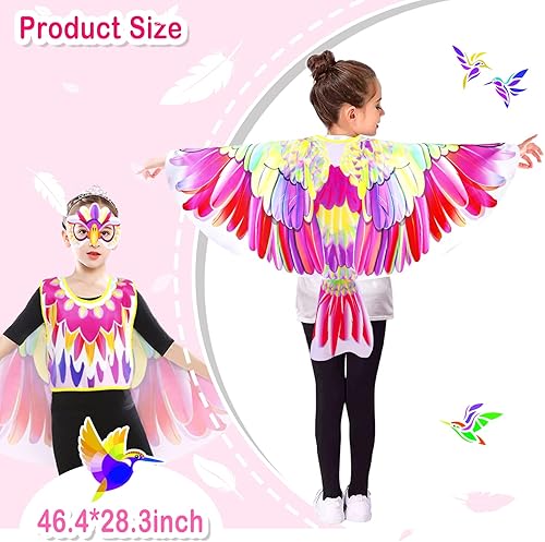 Miniatura 2 de iROLEWIN Chaleco de águila y alas de pájaro, disfraz para niños y máscara de pájaro, disfraces para niños pequeños para jugar, regalos de fiesta