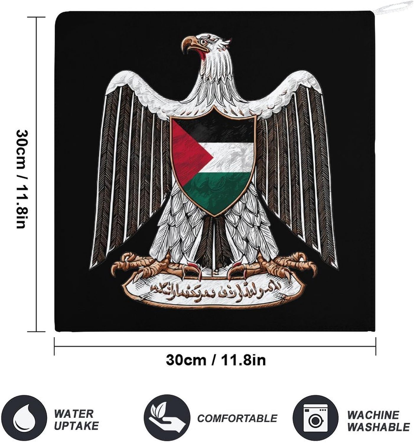 Palestine Coat of Arms State Flag Hand Towels for Bathroom Handkerchief | Absorbent,with Hanging Loop,Kitchen Towels,for Home Hotel,Soft