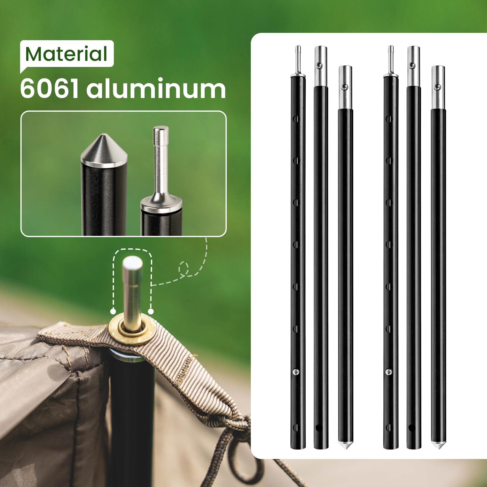 OneTigris Zeltstangen, Set mit 2 verstellbaren Teleskop-Planenstangen, Aluminium-Ersatzstangen für Zelt, Planen, Vordach, Markise, Unterstand, robuste Campingstangen aus Aluminiumlegierung
