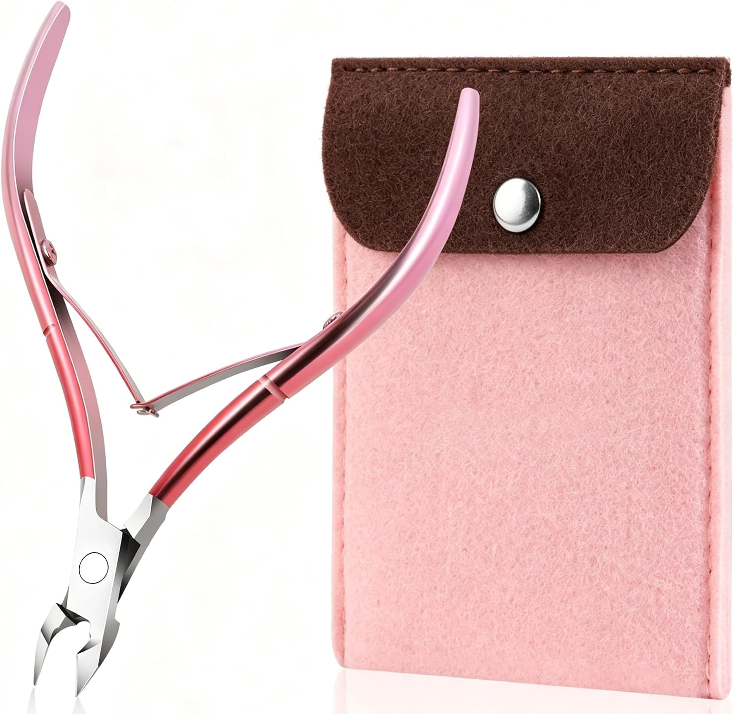 Professional Cuticle Nipper, Stainless Steel Cuticle Trimmer with Double Spring, Sharp Jaw Cuticle Cutter for Dead Skin, Hangnails & Cuticles, Manicure Pedicure Tool with Protective Pouch