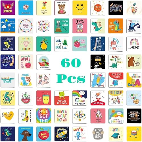 60 tarjetas de notas de regreso a la escuela para niños de jardín de infantes, palabras inspiradoras y motivacionales, tarjetas de notas para niños