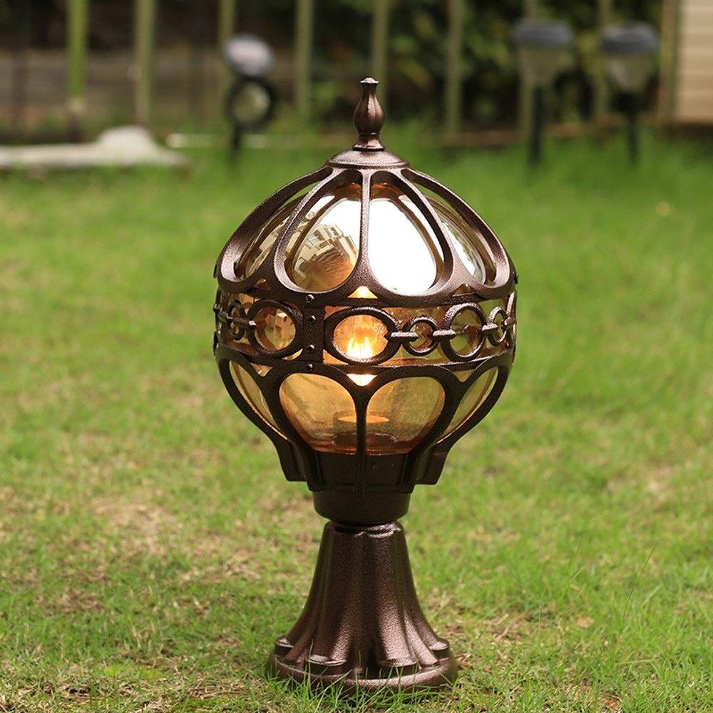 Lampa zewnętrzna, klasyczna szklana kula na patio, latarnia, aluminium, odlew ciśnieniowy, do użytku na zewnątrz, odporna na deszcz, lampa kolumnowa do ogrodu, E27, patio, werandy, bramki