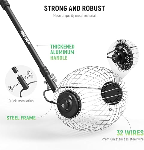 Miniatura 4 de NEEWER Rodillo de recogida de pelota de tenis, no se dobla sobre el recogedor de rodamiento rápido para hasta 40 pelotas de tenis