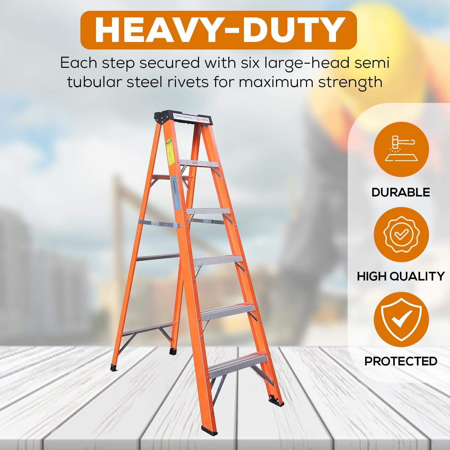 6-Foot Fiberglass Step Ladder, 250 Pound Capacity