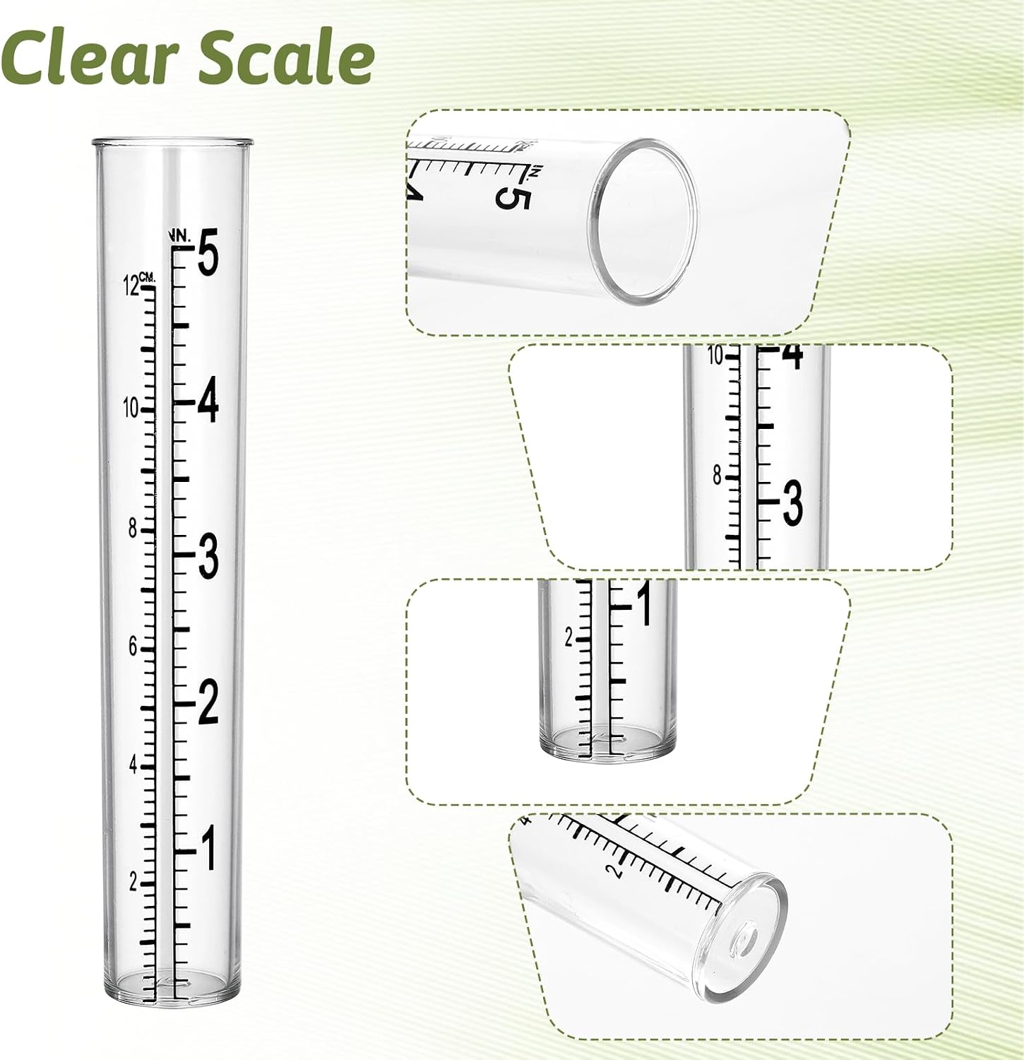 2 Pcs Rain Gauge Replacement Tube for Outdoor, 5 Inch Acrylic Rain Gauge