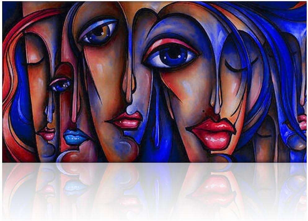 Handmade Modern Abstract Wall Art Exaggerated Eye Girl No Frame 24H by 48 Inch