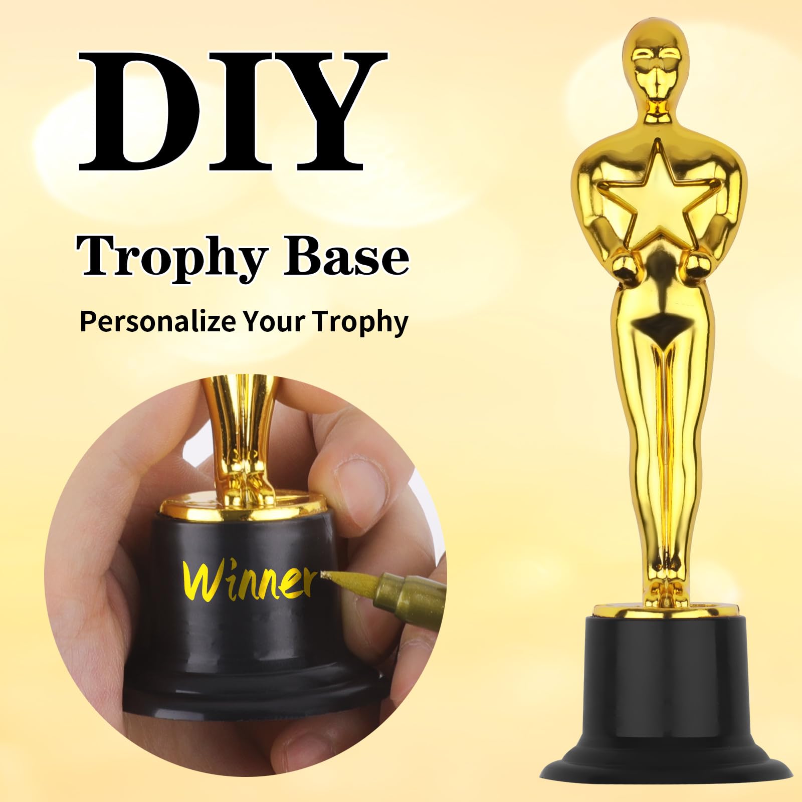 WINKIO Trofeos de oro, estatuas de premio de oro, paquete de 6 mini trofeos, premio de trofeo de plástico para competición, eventos, deportes, decoraciones de fiestas, ceremonia de premio y regalo de