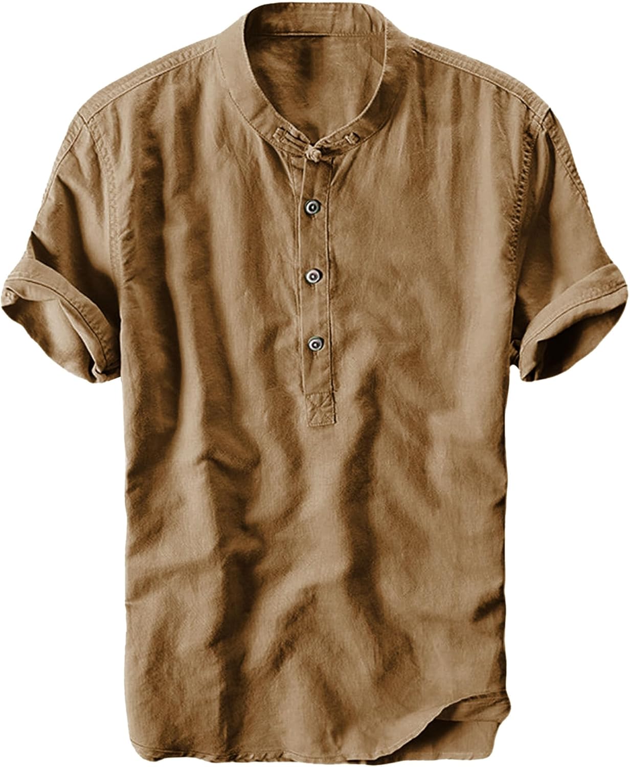 3 Pack Men's Lightweight Cotton Linen Shirt Short Sleeve Henley T-Shirts for Men Summer Casual Beach Tee Tops