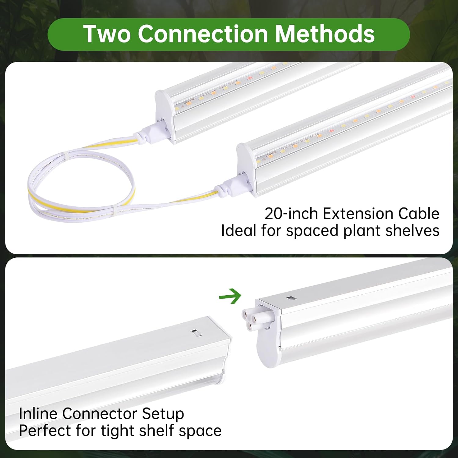 T5 Grow Lights, 2FT 120W (8×15W, 1000W Equivalent), Full Spectrum Grow Lights for Indoor Plants, 4000K, Plug and Play, Easy to Install, for Greenhouse & Plant Shelves (8 Pack)