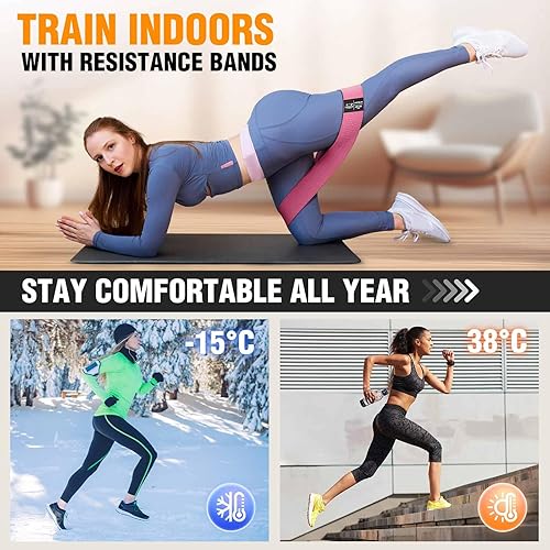Miniatura 7 de Bandas de resistencia para piernas y glúteos juego de bandas de ejercicio de tela bandas para las caderas bandas anchas de entrenamiento Negro,