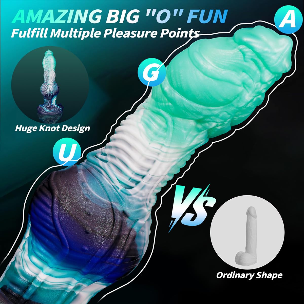 Monster Dildo aus Flüssigsilikon mit Knot-Bereich und breitem Saugnapf
