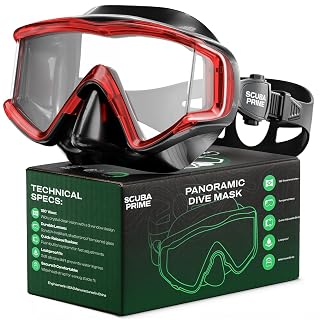 Pano 3 Scuba Diving Mask, Tempered Glass Snorkel Mask Three-Window Scuba Mask No-Leak Dive Mask Silicone Skirt Diving Mask for Snorkeling and Scuba Use - Amazon product rated Grade B