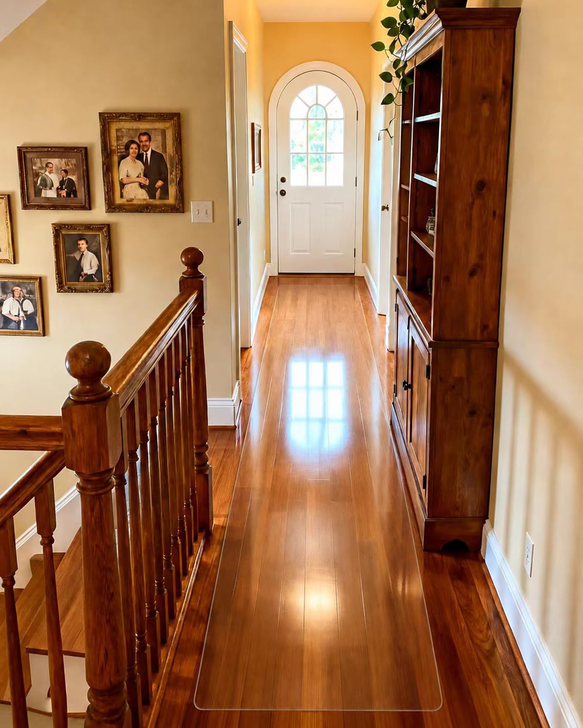 【16 Anti-Slip Stickers Included】2'×10' Long Clear Plastic Floor Runner, Waterproof Clear Carpet Runner, Wipeable Vinyl long Runners for Hallway, Entryway, Non Slip Vinyl Floor Runners for High Traffic