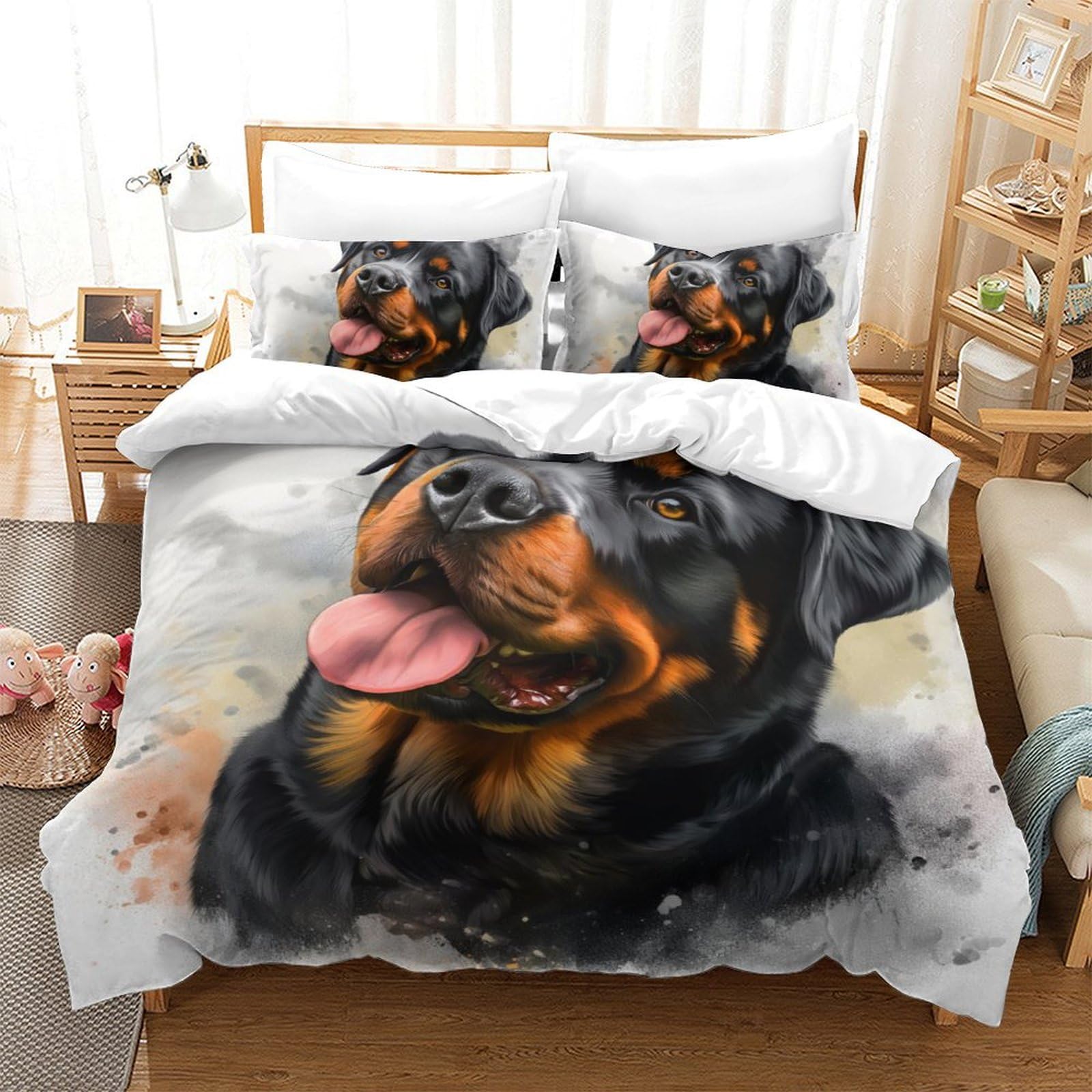 Housse de couette 200x200 chien Rowena ultra douce pour stopper la transpiration nocturne