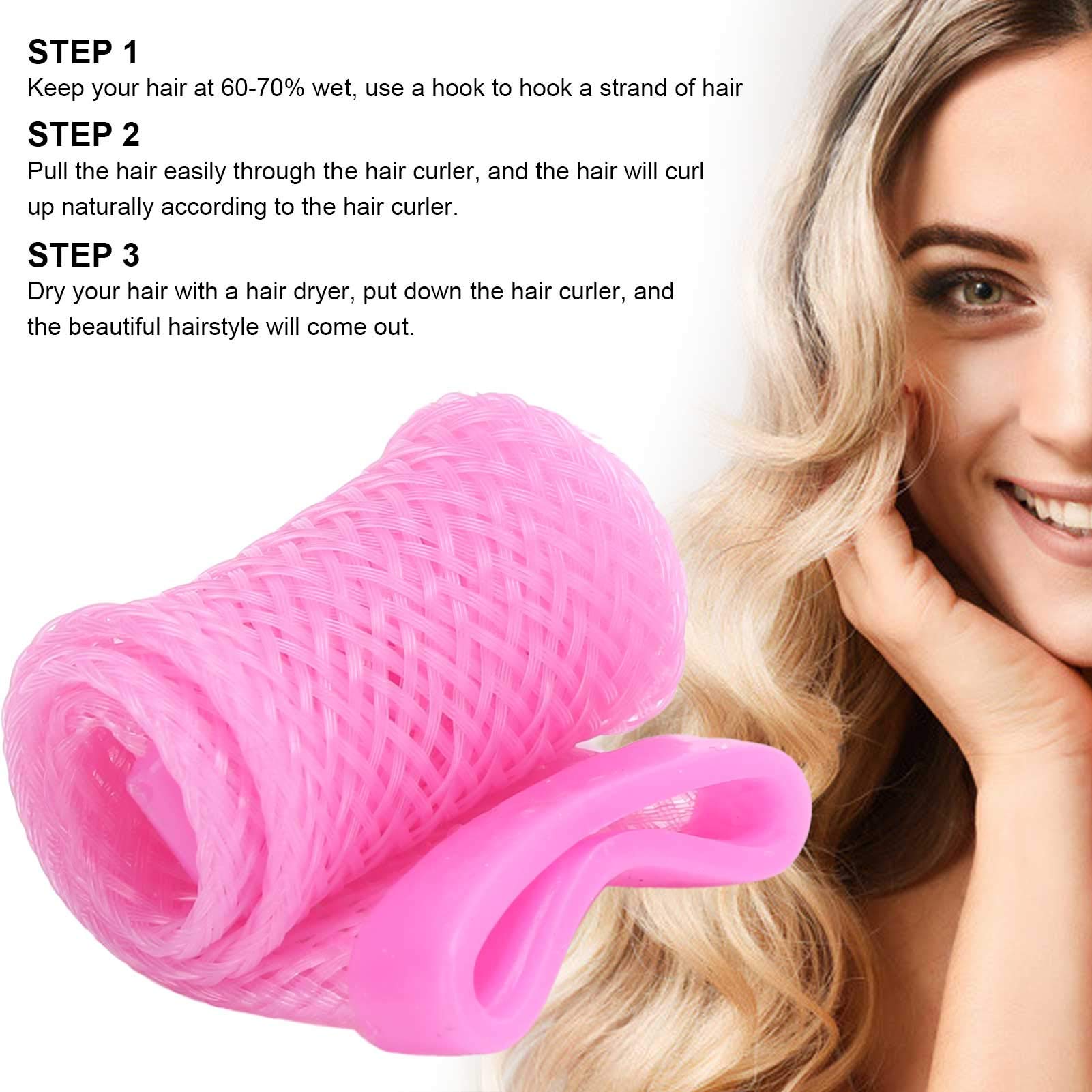 Ymiko Professional DIY Hair Curlers Rollers Spiral Curls with Hook Handle Hair Styling Tool Set Manual Hair Curler Spiral