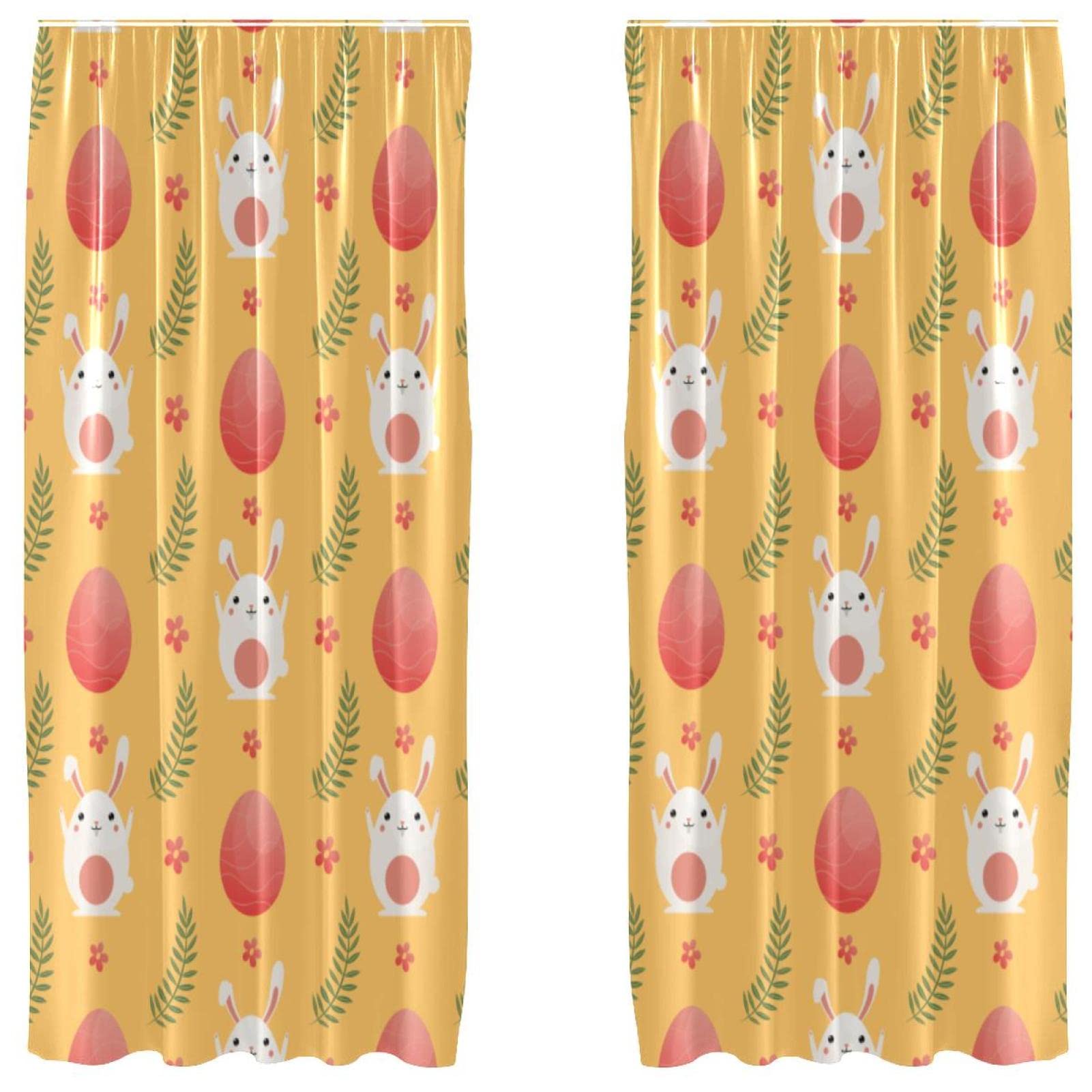 Rideaux occultants anti-lumière motif lapin œuf jaune sommeil bébé