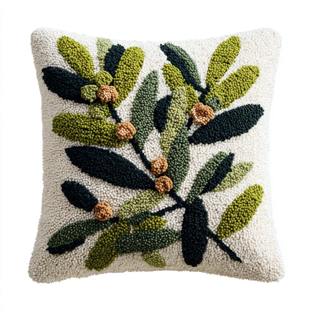 WallustrioaW Latch Hook Pillow Kits 43x43cm,Olive Branch
