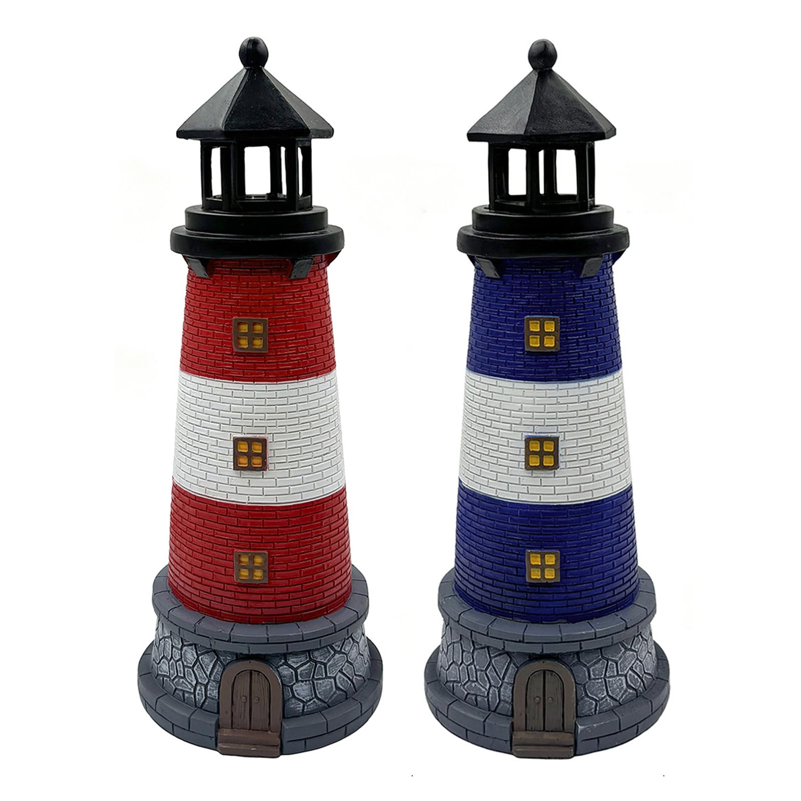 Statua Faro in Resina energia Solare con Luce Decorativa, Red