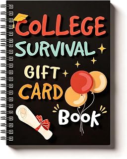 QNSJ College Survival Gift Card Book, Spiral-bound Students Graduation Booklet Organizer, 2026 College Survival Gifts, Suitable CollegeSurvival Care Package Cash Holder for Men and Women (A)