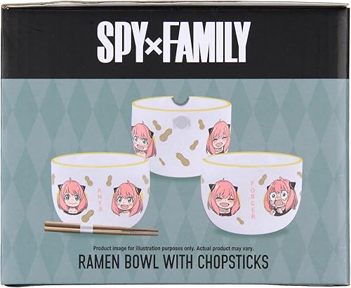 Miniatura 6 de Spy x Family Anime Manga Many Faces Of Anya Ramen Bowl con cuenco de sopa, juego de palillos de bambú