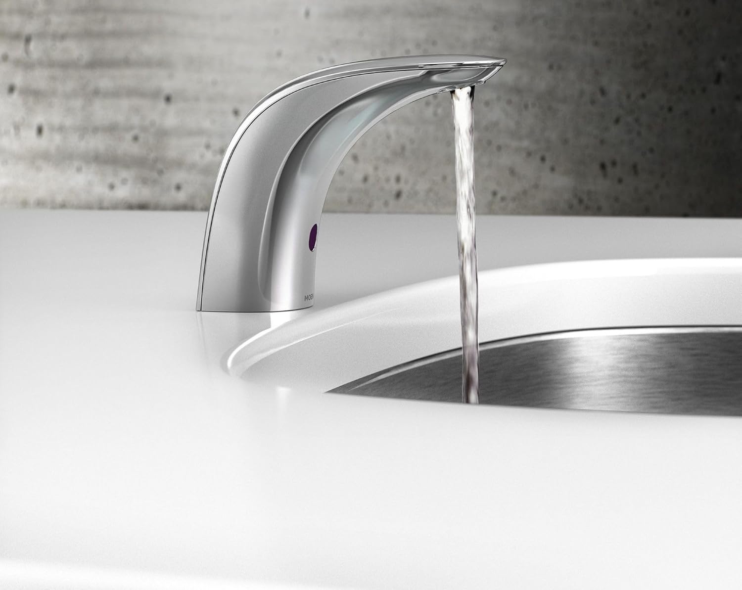 Moen 8553 M-Power Commercial Touchless Hands-Free Sensor Operated Single Mount Lavatory Battery Powered Non Mixing Faucet, Chrome