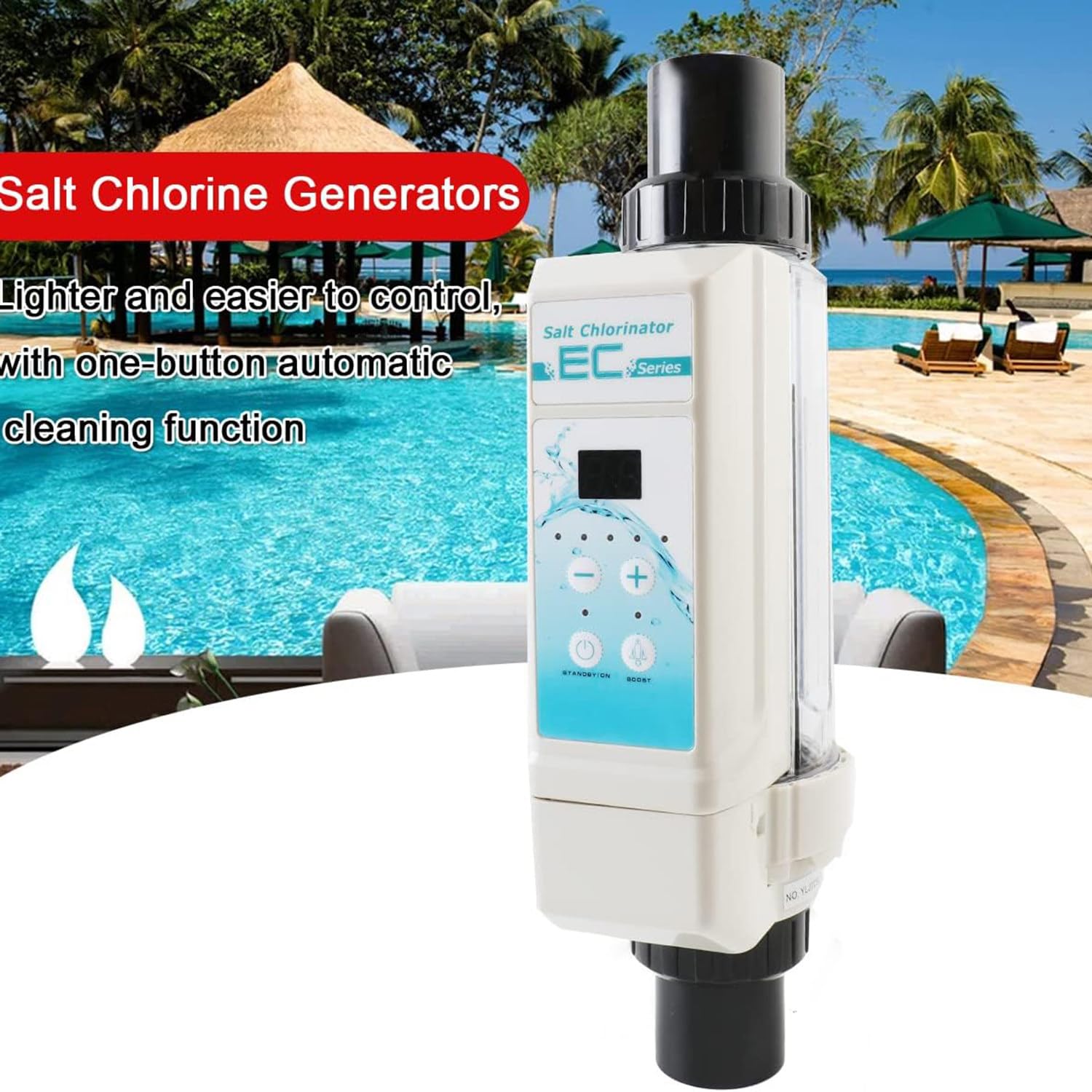 Générateur de Chlore pour Piscine d'eau salée, chloration Automatique de l'eau salée pour piscines, Machine de génération de Chlore d'eau salée (8g/h 110V)