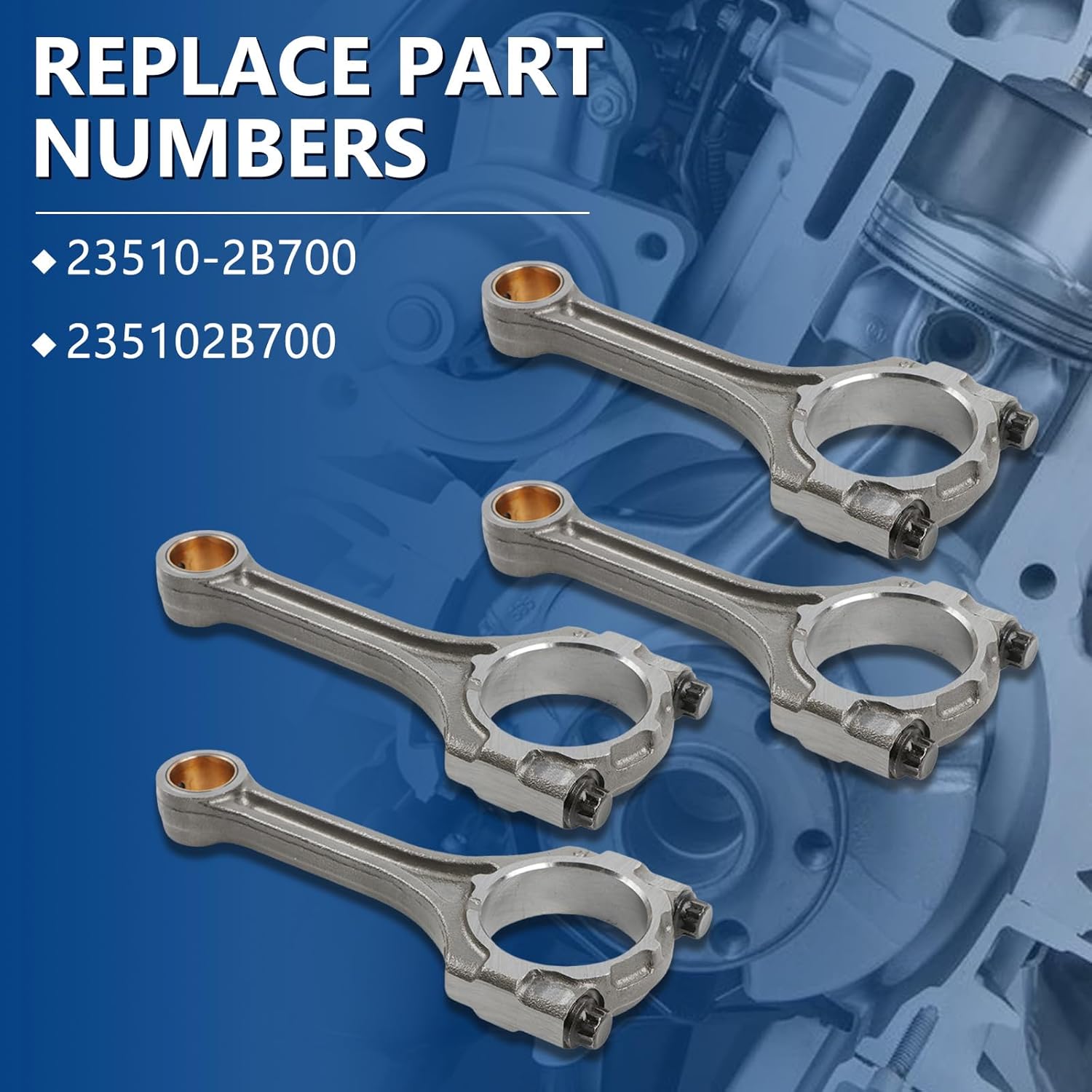 23510-2B700 Engine Connecting Rods 4pcs Fit for 2014-2021 FORTE 5 1.6L Turbo, Fit for 2017-2021 SOUL 1.6L, Replace OE 23510-2B700 235102B700
