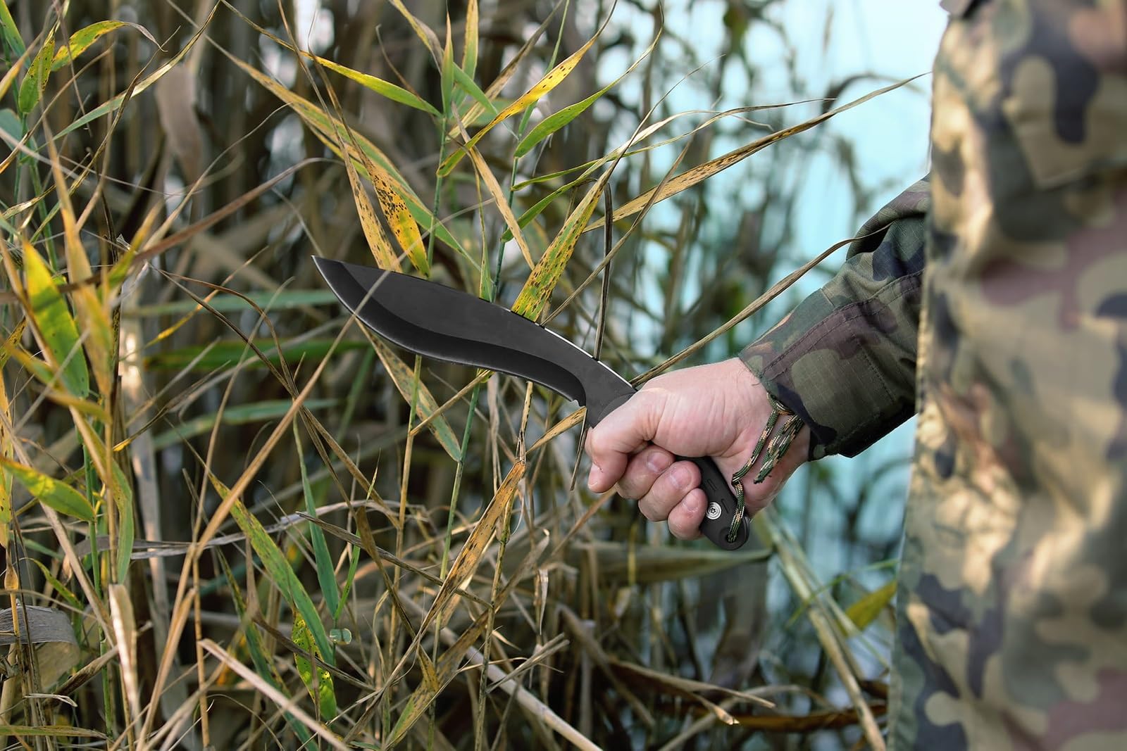 KS-11 Kukri Machete – Messer Outdoor – Gesamtlänge 30 cm ideal als Buschmesser Machete scharf echt – 420er Klinge mit Full-Tang Konstruktion - Survival Messer - Bushcraft