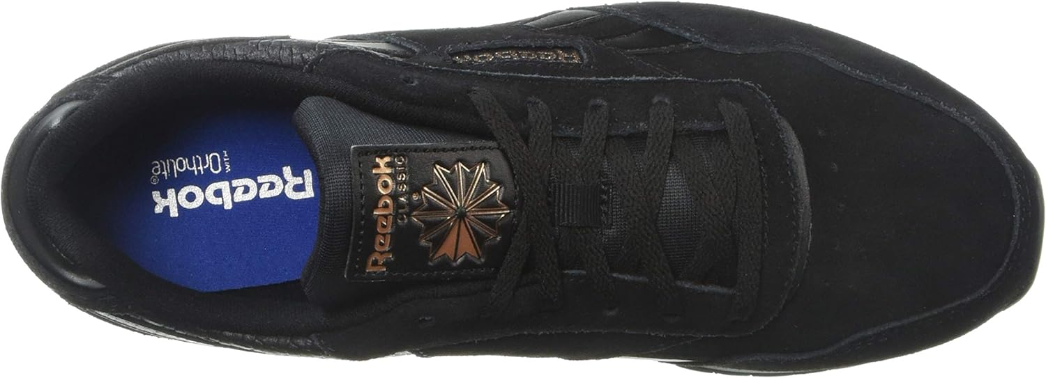 Reebok Women's Classic Harman Run Sneaker, Black/White/Rose Gold, 9.5