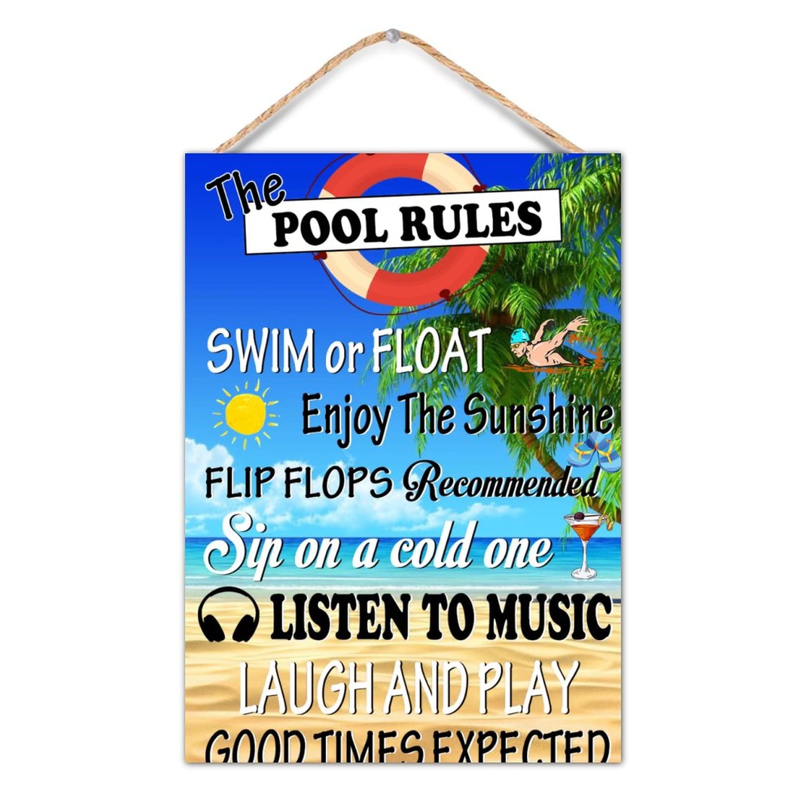Retro Wood Sign Pool Rules Hanging Sign Pool Patio Wall Decoration Outdoor Swimming Pool Decor Pool Sign Outdoor Pool Signs Summer Gifts Housewarming Gifts ??? 10