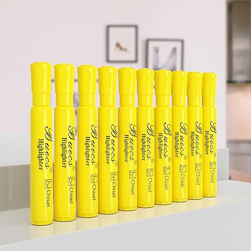 Miniatura 7 de Paquete a granel de resaltadores, 96 unidades, punta de cincel, amarillo fluorescente, adecuado para adultos, notas de planificador de resaltado,