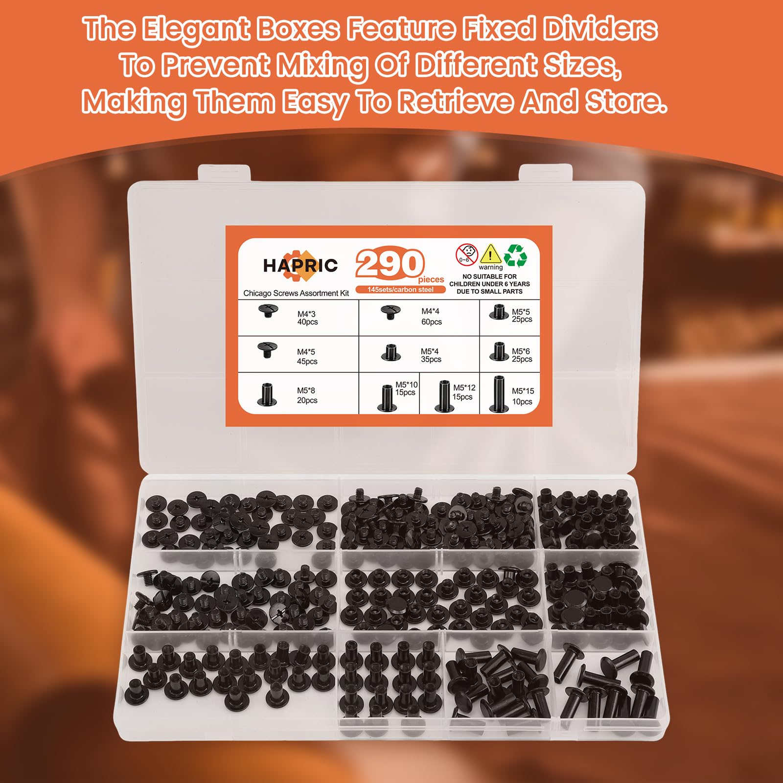 Hapric 290 Pcs Chicago Screws - Leather Crafting -4