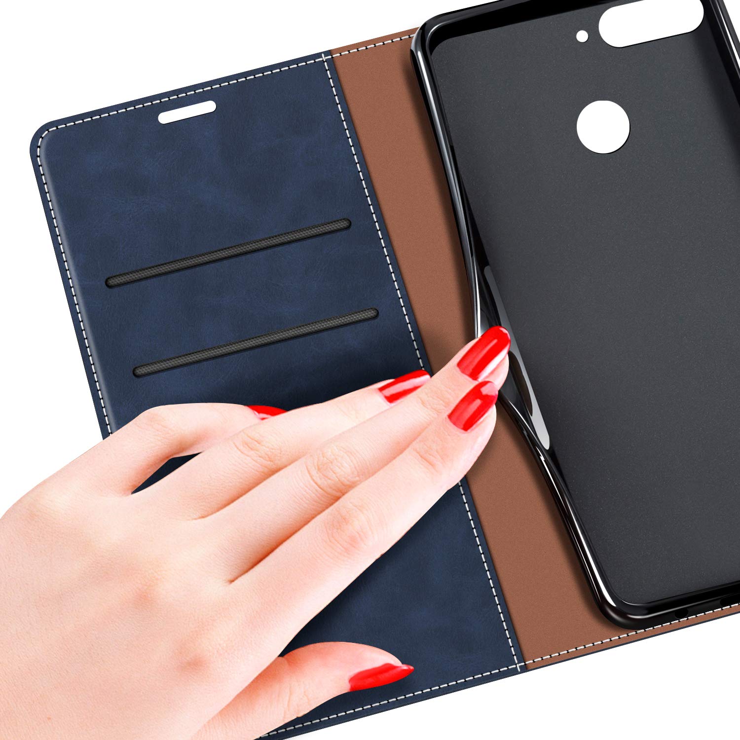 MOBESV Custodia per Huawei Y7 2019, Cover a Libro Magnetica Custodia in Pelle per Huawei Y7 2019, Nero/Viola