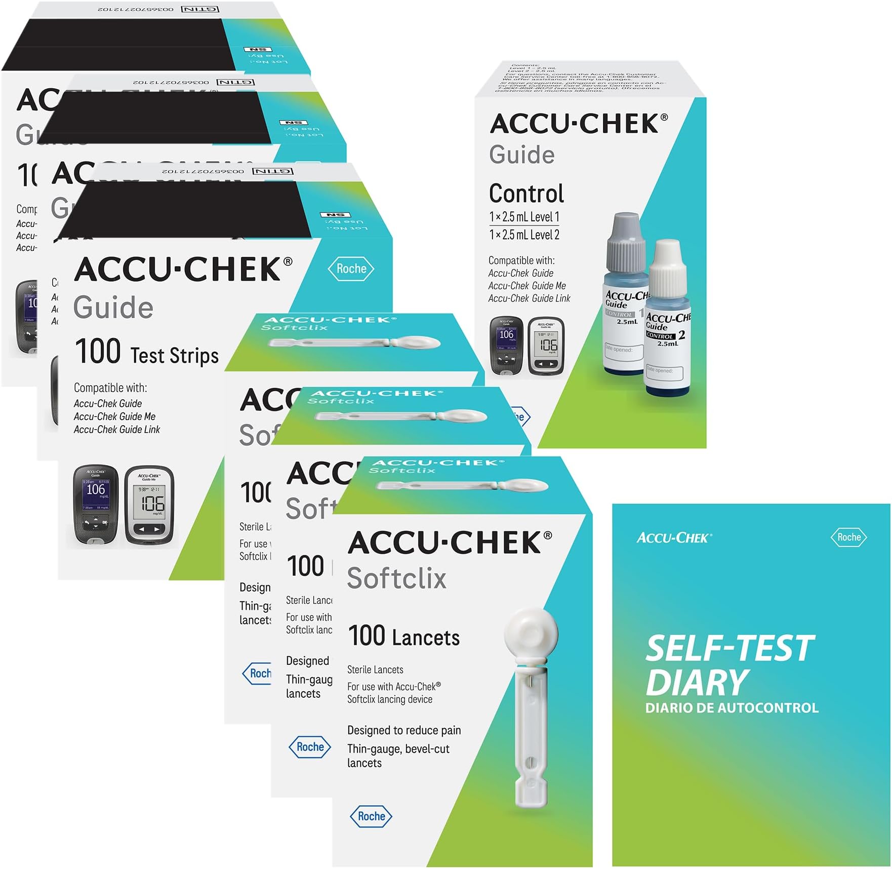 Guide Test Strips and Softclix Lancets Bundle, 300 Strips