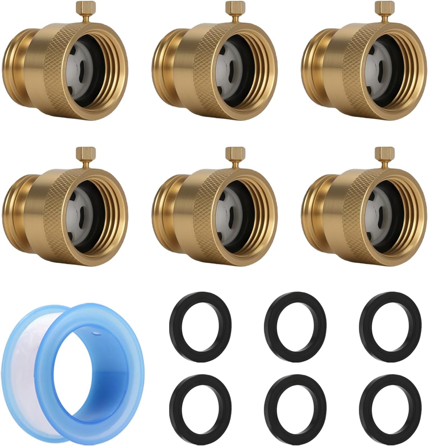 Solimeta 6-Pack Vacuum Breakers, 3/4" Inch GHT Hose Bibb Connector, Backflow Preventer, Anti-Backflow Vacuum Breakers for Garden Hose