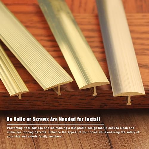 Miniatura 4 de ARCVOX Tiras de transición para suelos de decoración de latón en forma de T, tira de ribete de flauta de cubierta de costura, tira de umbral