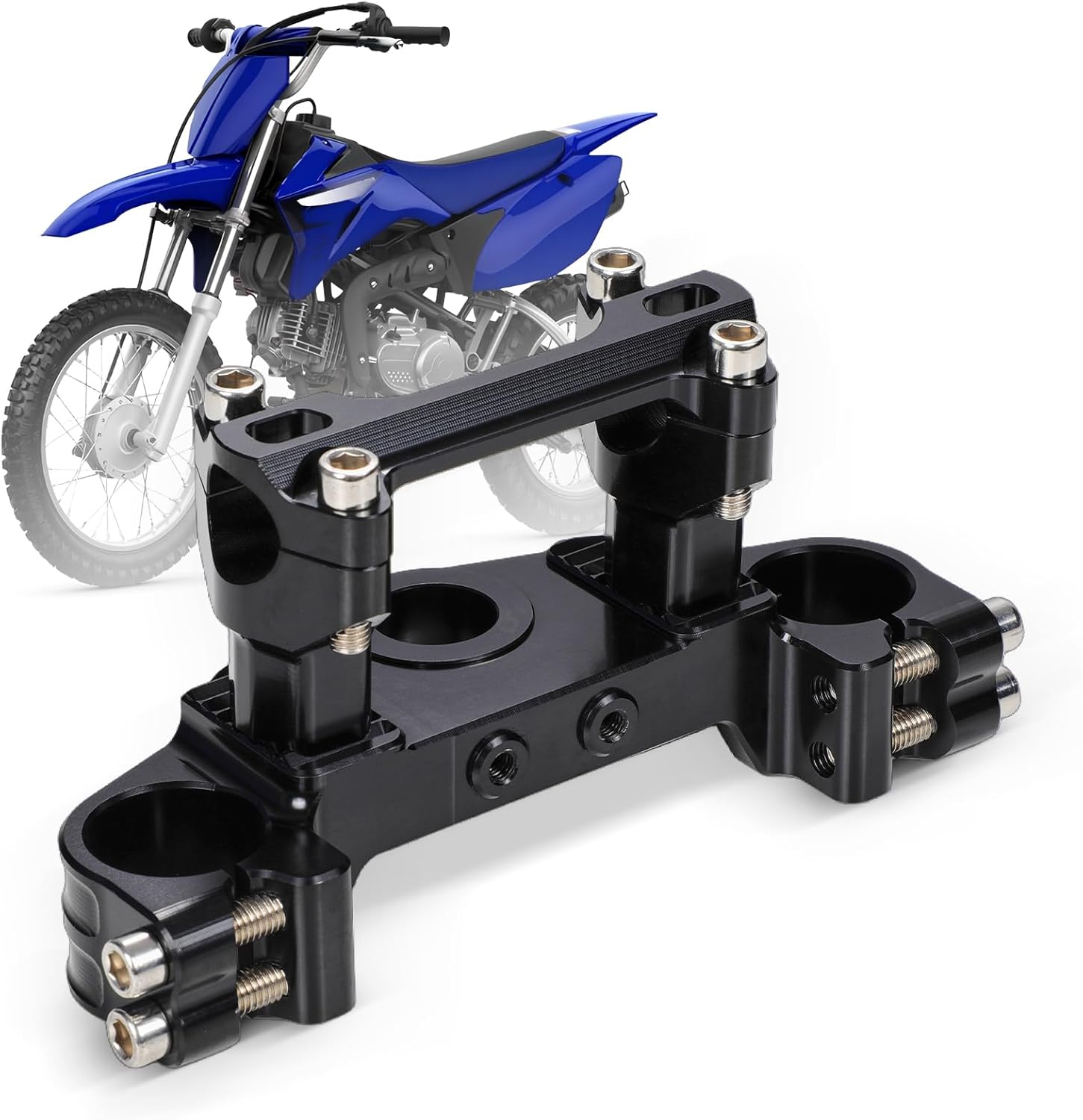 Dirt Pit Bike Top Triple Clamp 7/8" 22MM Upper Triple Tree Bar Mount with Risers Set CNC for TTR 110 TTR110 TTR110E 2008-2025 Black Motorcycle Motocross