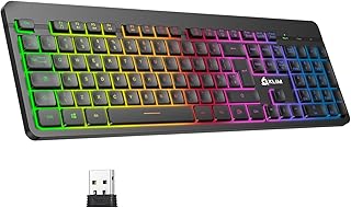 KLIM Light V2 Wireless Keyboard + Slim, Durable, Ergonomic + Backlit Wireless Gaming Keyboard For Laptop PC Mac PS4 PS5 Xbox One + Long-lasting Built-In Battery + NEW 2023