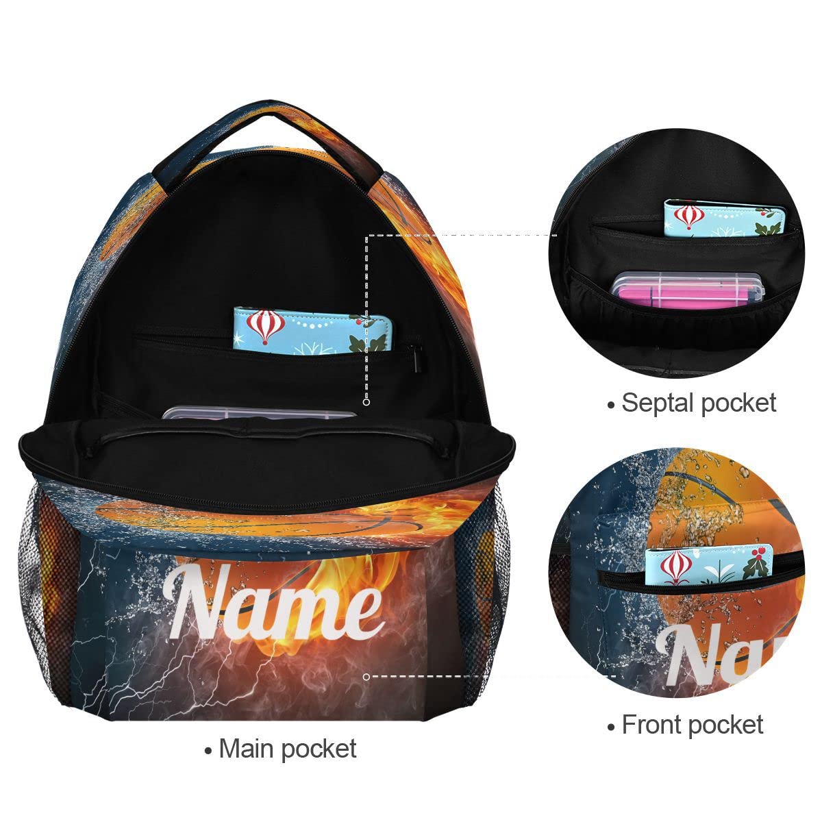 Custom1 - Mochila para niños con texto en inglés "Añade tu nombre", mochila para estudiantes primarias, bolsa para libros para niños y niñas, Personalizado5, talla única