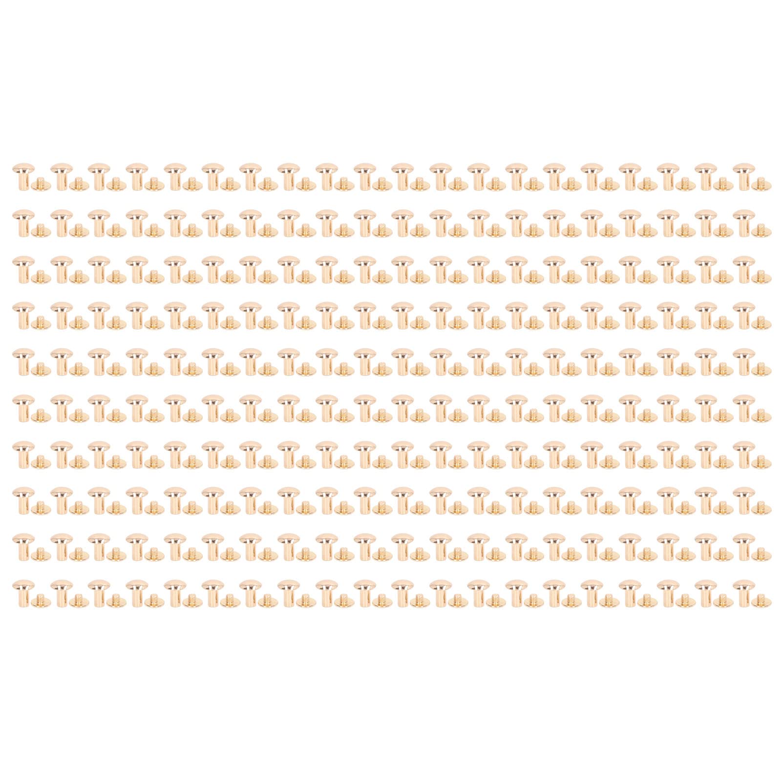 Respicefinem 200set 10mm 12mm DIY Hard Thick Brass Material Uniform Coating Leather Rivet Kit for Photo Album in Silver Color Ideal for Book Binding Projects with Excellent (Gold)