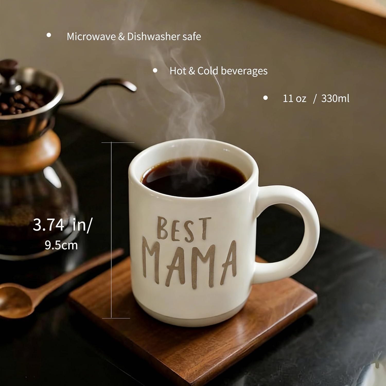 S.Leaf Best Mom Ever Gifts Mom Coffee Mug Mama Ceramic Coffee Mug Heart Mug Dishwasher & Microwave Safe Stoneware Mug Birthday Gifts for Mom