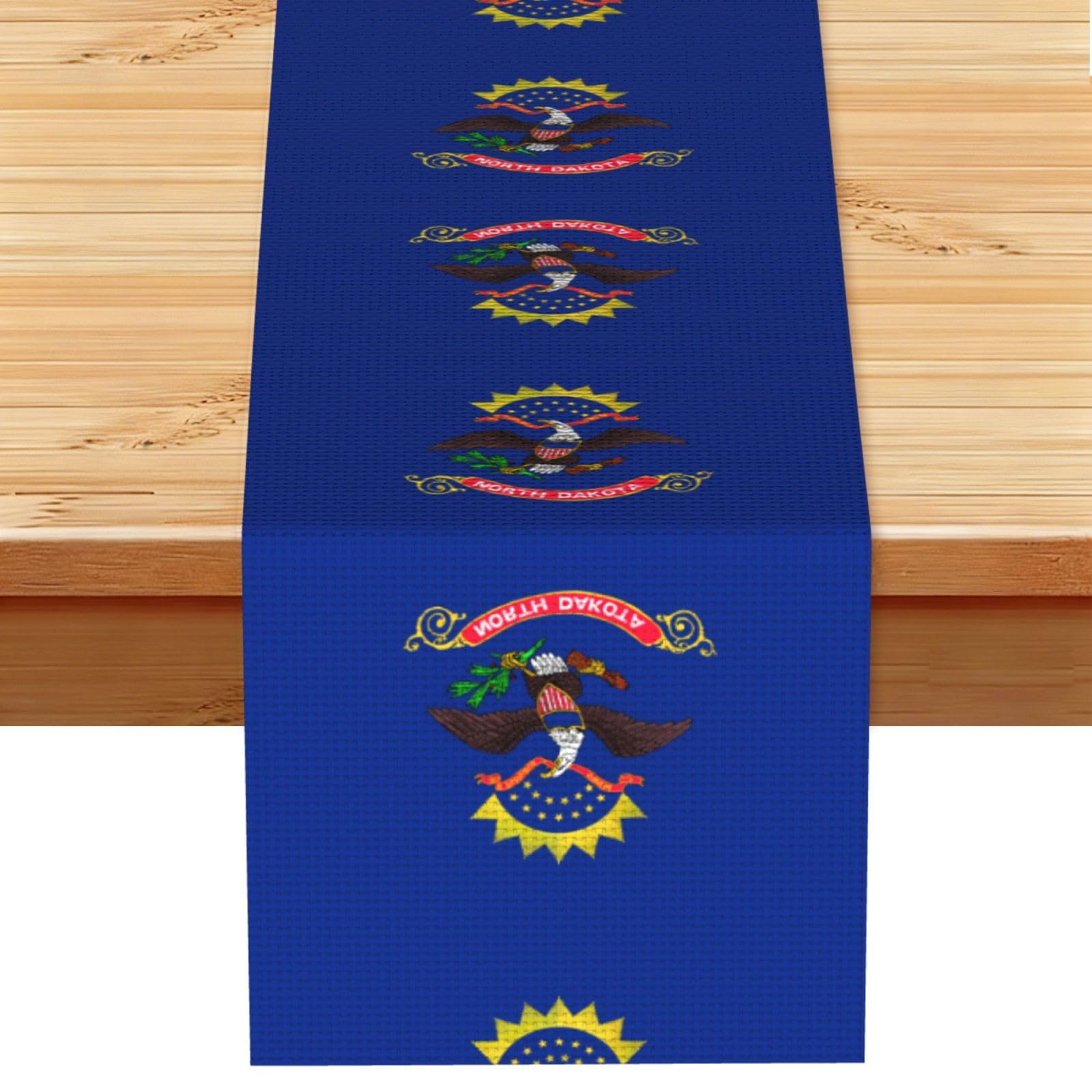North Dakota State Flag Linen Feel Table Runner Wedding Party Home Decoration