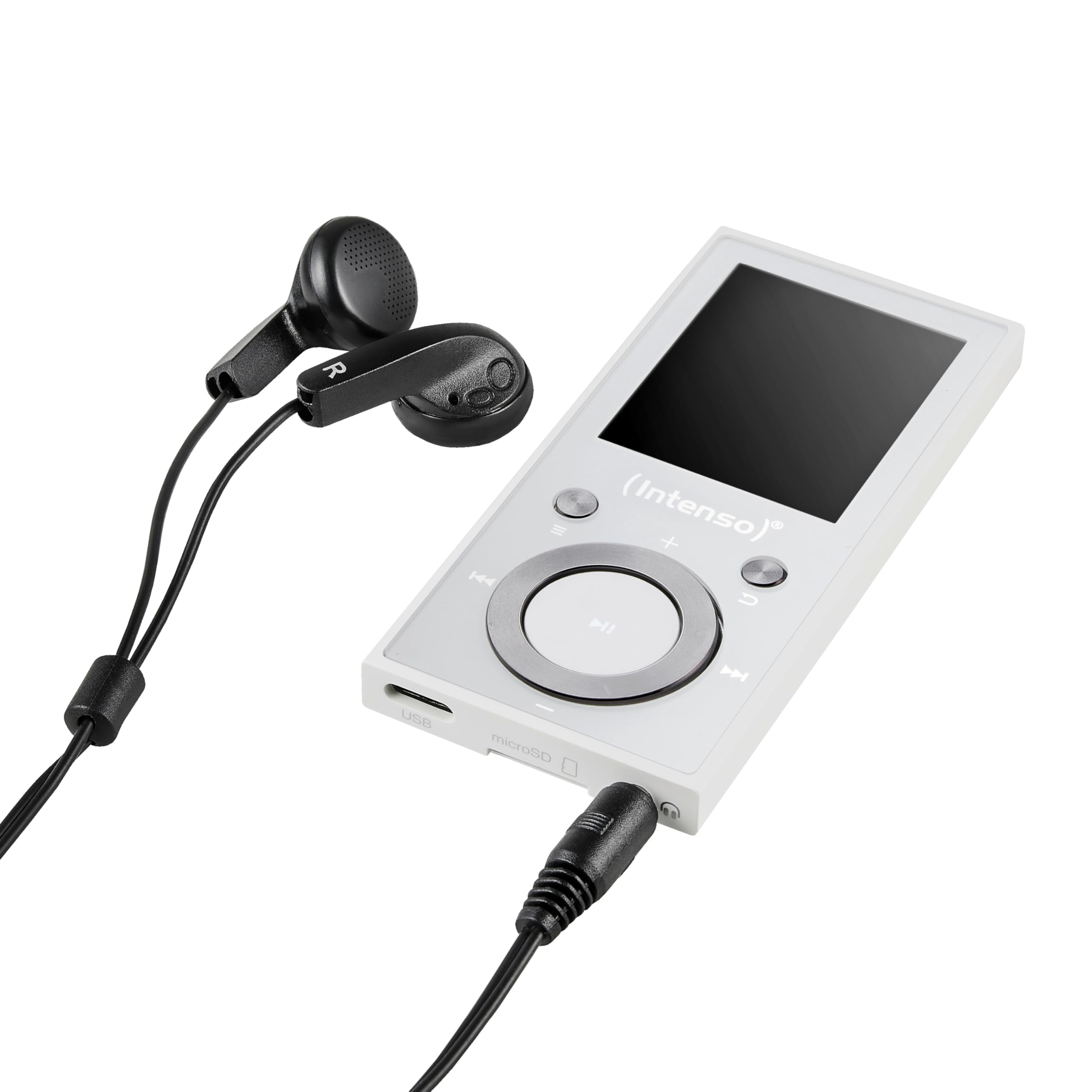 Intenso MP3 Player Video Scooter BT mit Bluetooth 5.0, 1,8 Zoll Farbdisplay, 16 GB microSD, USB-C, bis 18h Akku, inkl. Kopfhörer, weiß